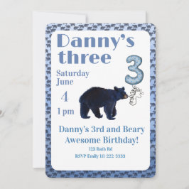 Beary Awesome 3rd Birthday Invitation Inbjudningar