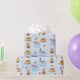 Beary Berry Cute Blue Strawberry Unge Boy Presentpapper