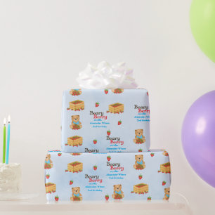 Beary Berry Cute Blue Strawberry Unge Boy Presentpapper