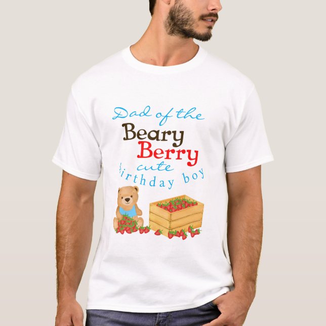 Beary Berry Cute Unge Strawbär Pappa Birthday T Shirt (Framsida)