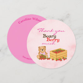 Beary Berry Sweet Girl Strawberry Unge Birthday Tack Kort