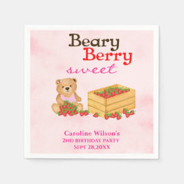 Beary Berry Sweet Strawberry Unge Girl Party Pappersservett