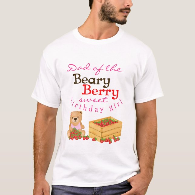 Beary Berry Sweet Unge Strawbär Pappa Birthday T Shirt (Framsida)