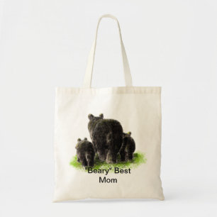 "Beary" Best Mamma Humor med vattenfärgsfärgade sv Tygkasse