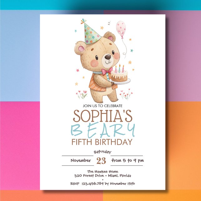 Beary-birthday with tedy bear  inbjudningar (Skapare uppladdad)