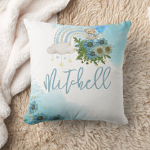 Beary Boho Rainbow Blue Balloon Personalize