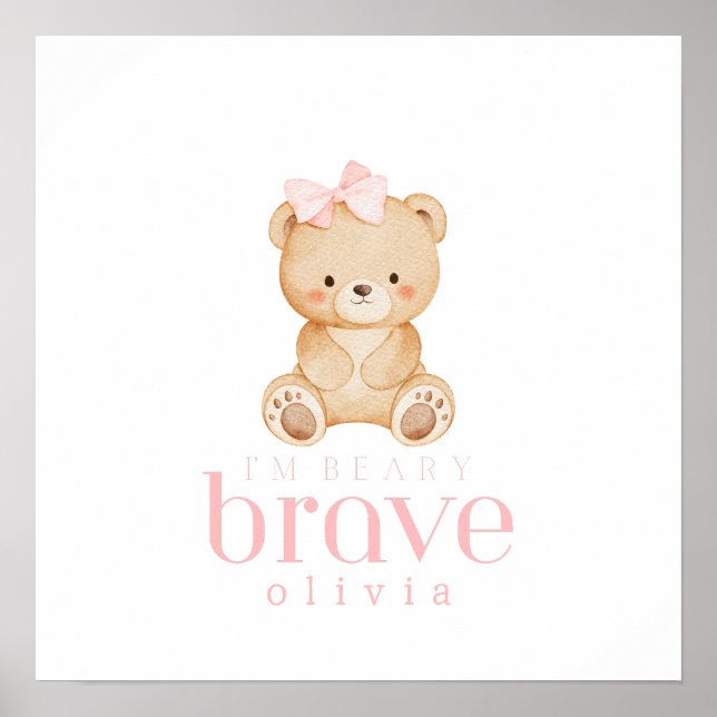 beary brave childhood cancer sick kids custom name poster (Framsidan)