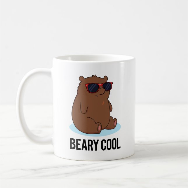 Beary Coola Funny Brown Bear Pun Kaffemugg (Vänster)