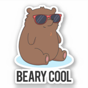 Beary Coola Funny Brown Bear Pun Klistermärken