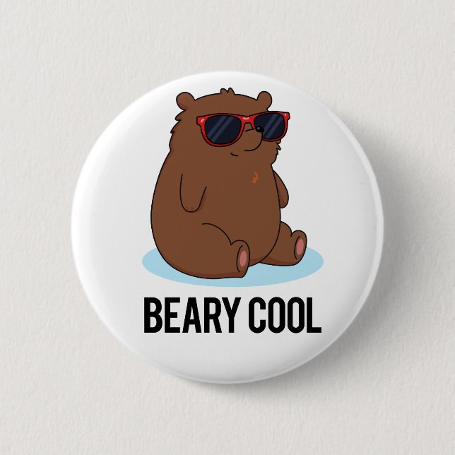 Beary Coola Funny Brown Bear Pun Knapp (Framsida)