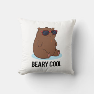 Beary Coola Funny Brown Bear Pun Kudde