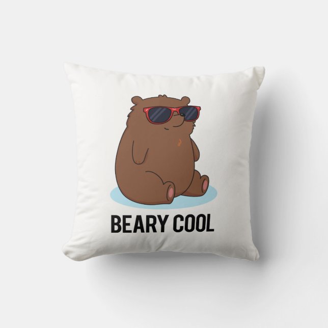 Beary Coola Funny Brown Bear Pun Kudde (Framsida)