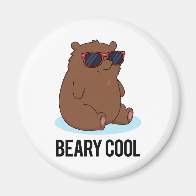Beary Coola Funny Brown Bear Pun Magnet (Framsidan)