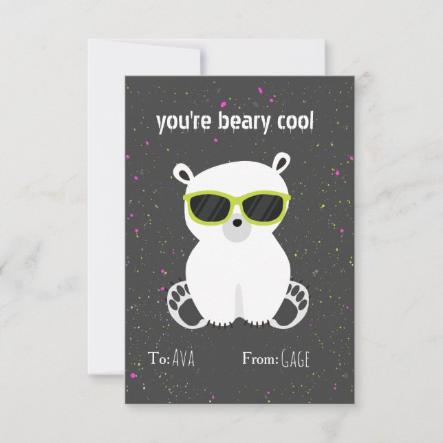 Beary Coola Polar Bear Sunglasses Kids Valentine (Framsida)