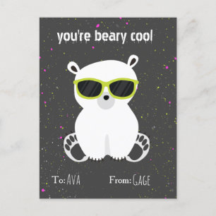 Beary Coola Polar Bear Sunglasses Kids Valentine Vykort
