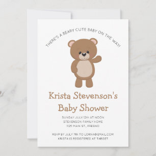 Beary Cute Baby på Woodland Baby Shower Inbjudningar