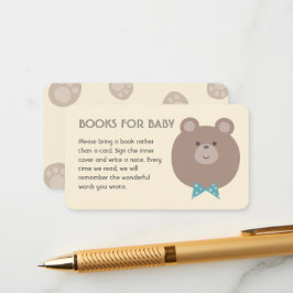 Beary Cute Boy Baby Shower Bokar för Baby Tilläggskort