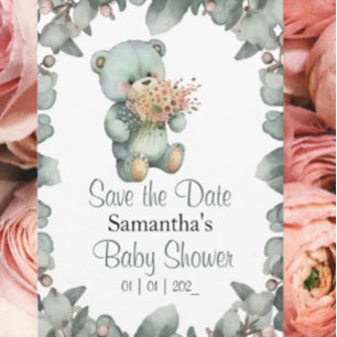 Beary Cute Boy Baby Shower Inbjudningar