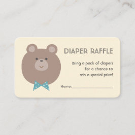 Beary Cute Boy Shower Diaper Raffle Biljett Tilläggskort