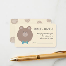 Beary Cute Boy Shower Diaper Raffle Biljett Tilläggskort