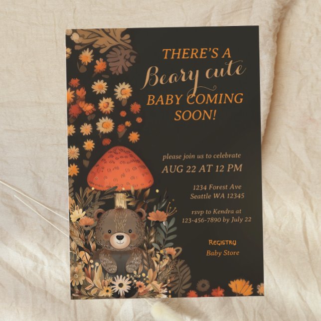 Beary Cute Mushroom Woodland Baby Shower Inbjudningar (Skapare uppladdad)