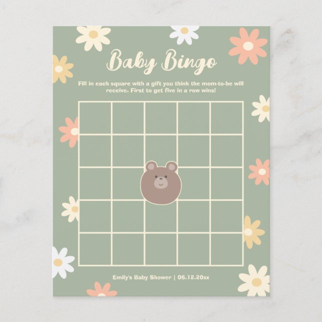 Beary Cute Nalle Boy Shower Bingo Game (Framsida)