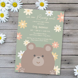Beary Cute Nalle Gender Neutral Baby Shower Inbjudningar