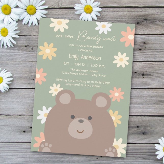 Beary Cute Nalle Gender Neutral Baby Shower Inbjudningar (Skapare uppladdad)
