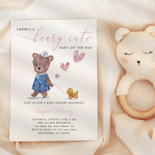 Beary Cute Nalle Girl Baby Shower-inbjudan Inbjudningar