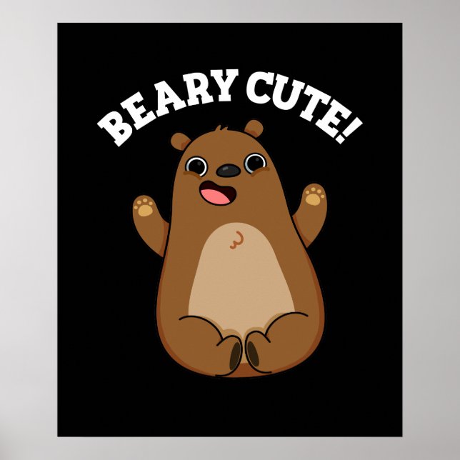 Beary Cute Nalle Pun Mörk BG Poster (Framsidan)