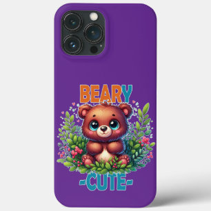 Beary Cute. Nallens tecknad leende. Funny pun