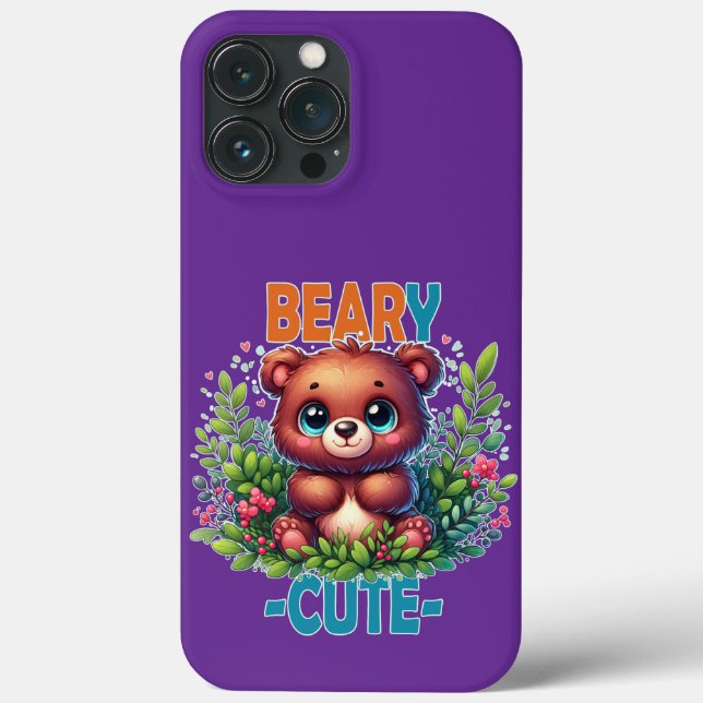 Beary Cute. Nallens tecknad leende. Funny pun (Baksida)