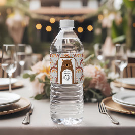 Beary Cute Neutral Baby Shower Wrap Vattenflaskor Etikett