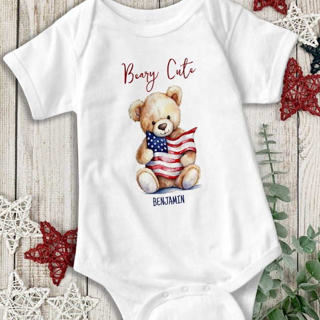 Beary Cute Patriotic Nalle 4 juli T Shirt (Skapare uppladdad)