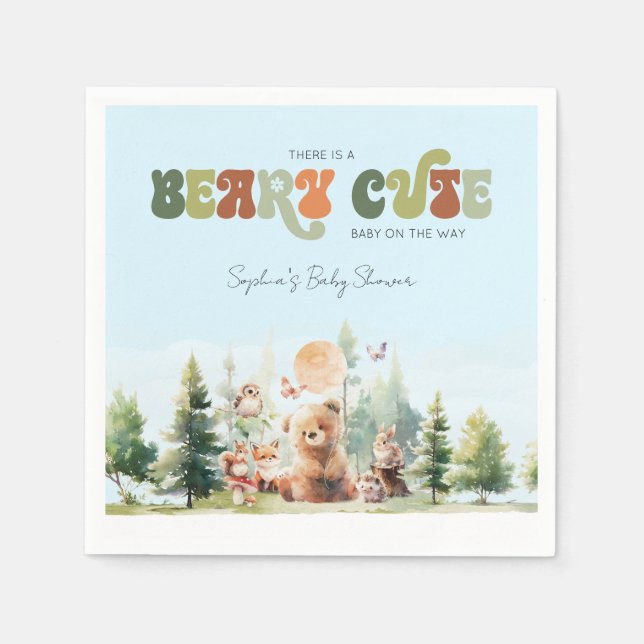 Beary Cute Woodland Baby Shower Pappersservett (Framsidan)