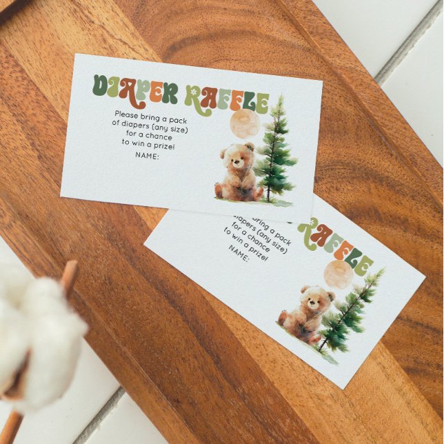 Beary Cute Woodland Baby Shower Raffcard Visitkort (Beary Cute Woodland Baby Shower)