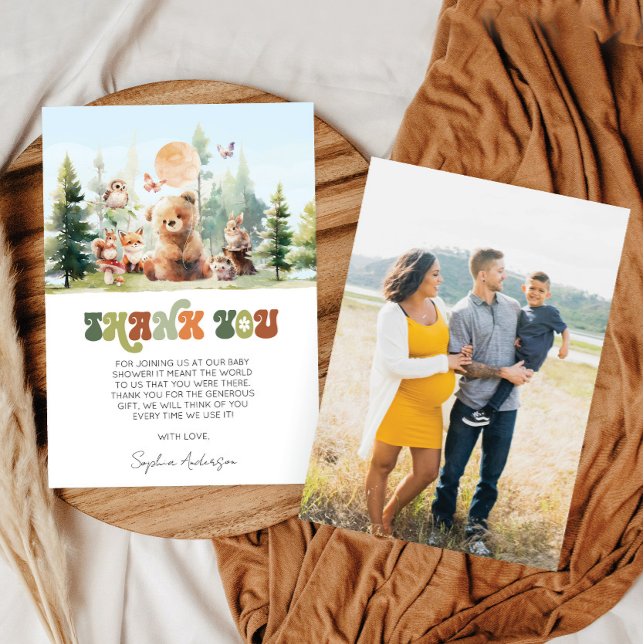 Beary Cute Woodland Baby Shower Tack Kort (Beary Cute Woodland Baby Shower Thank You Card)