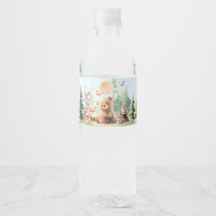 Beary Cute Woodland Baby Shower Vattenflaskor Etikett