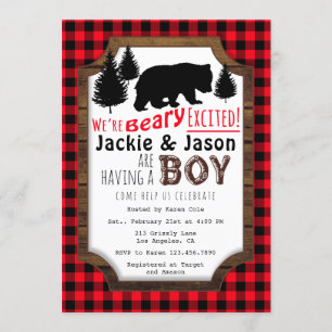 Beary Excated Woodsy Baby Shower-inbjudan Inbjudningar