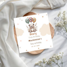 Beary First Ballong Pojke 1:a Födelsedags Teddybjö