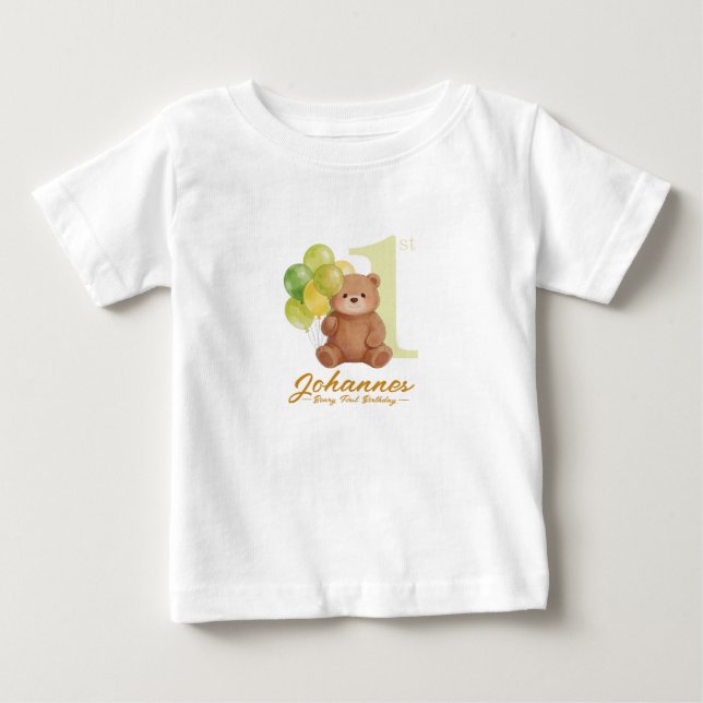  Beary First Birthday T Shirt (Framsida)