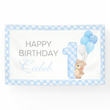 Beary First Nalle Blue gingham Födelsedagsfest