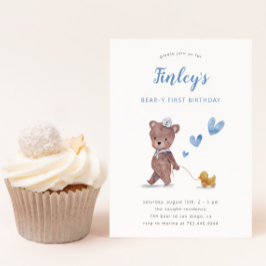 Beary First Nalle Boy Birthday Part Inbjudningar