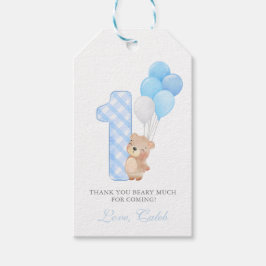 Beary First Nalle Boy Födelsedagsfest favör Presentetikett