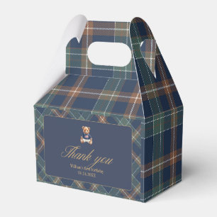 Beary First Navy Plaid Teddy Bear Pojke Födelsedag Presentaskar