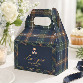 Beary First Navy Plaid Teddy Bear Pojke Födelsedag Presentaskar