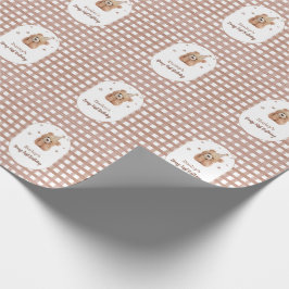 Beary Första Födelsedag Gingham Presentpapper