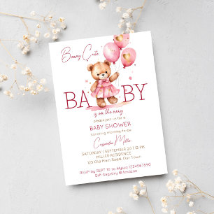 Beary Girl nalle baby-duschmall Inbjudningar