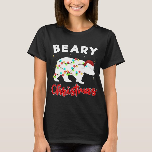 Beary God jul for Bear Älskare Funny Julafton L T Shirt (Framsida)