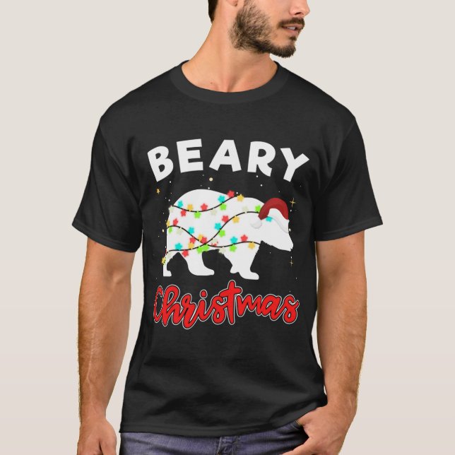 Beary God jul for Bear Älskare Funny Julafton L T Shirt (Framsida)